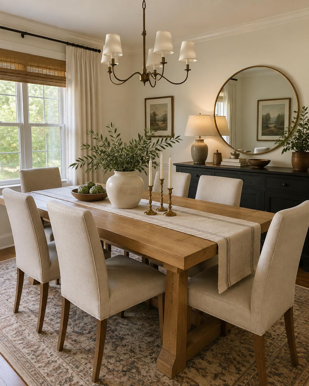 A candlelit table styled with amber glass and warm linen